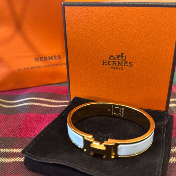 Hermes Le Bracelet H White and Gold - Picture 1 of 7